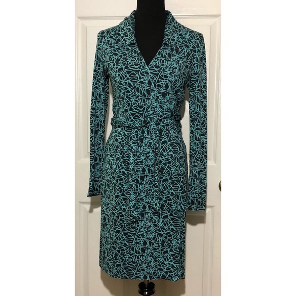 Diane Von Furstenberg Dresses & Skirts - DVF Silk Knit Diane Name Print Wrap Dress